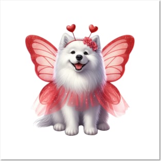 Valentine Fairy Samoyed Dog Posters and Art